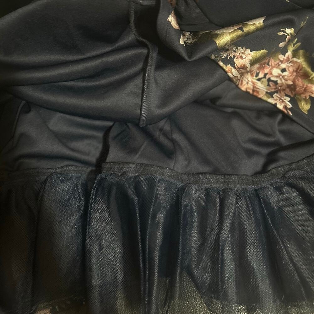 Star Vixen Womens/Juniors Dark Blue/Black Bronze Silver Floral Mini Dress Size 3 - Picture 4 of 5